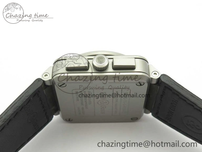 BR 03-94 Horolum Chrono Satin-polished Steel Gray Dial on Gray Leather Strap A7750 (Free Nylon Strap) Efficient 5177