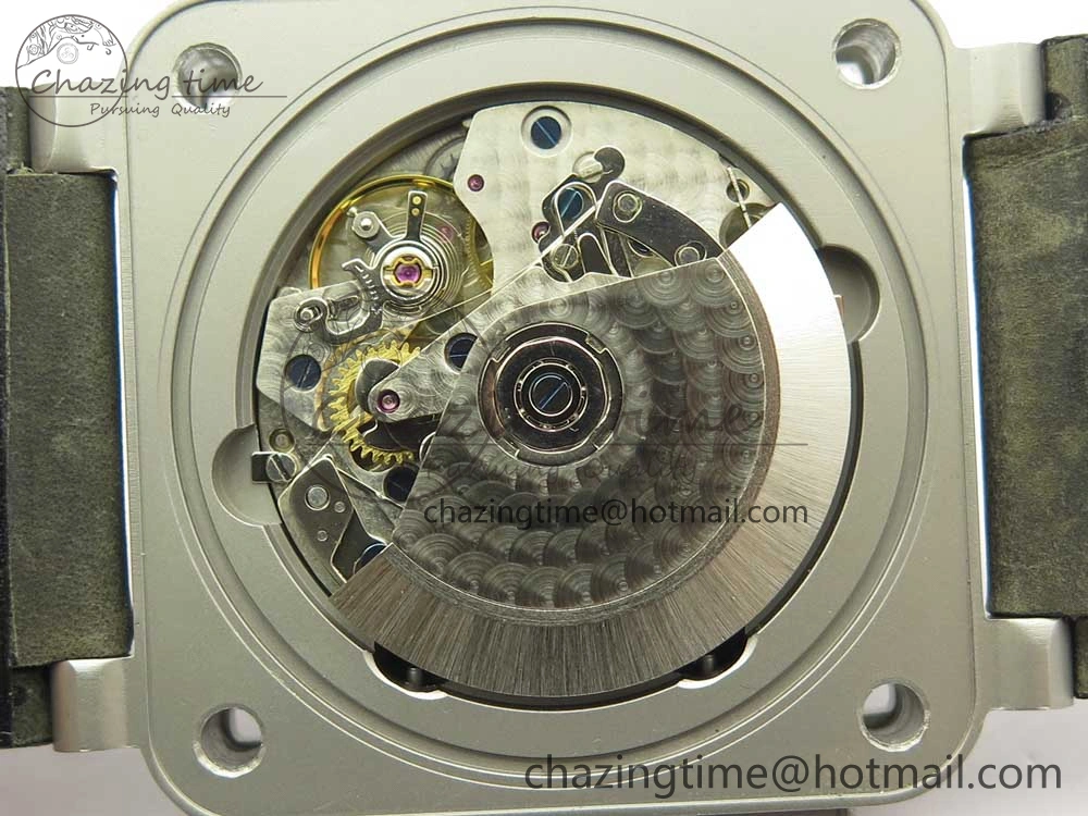 BR 03-94 Horolum Chrono Satin-polished Steel Gray Dial on Gray Leather Strap A7750 (Free Nylon Strap) Efficient 5177