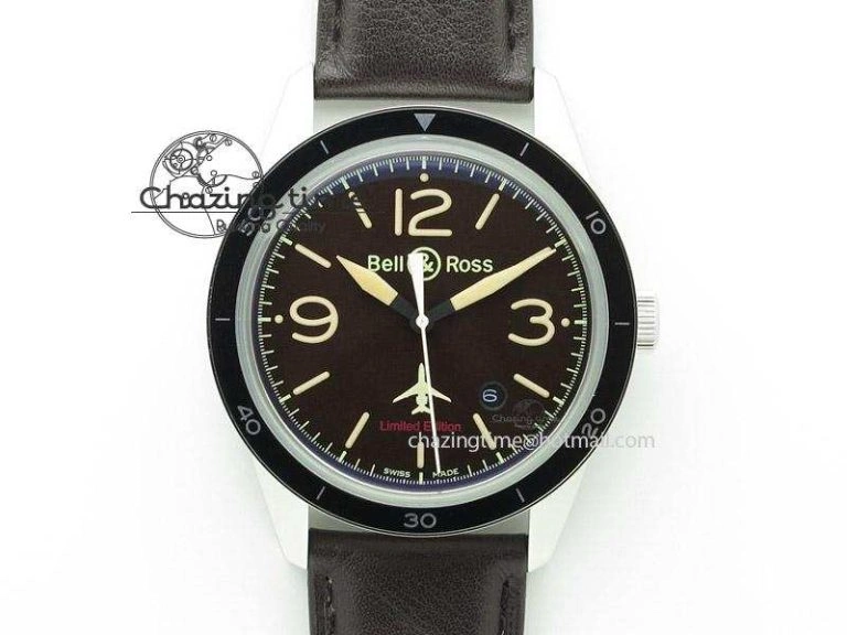 BR 123 Falcon Best Edition On Dark Brown Leather Strap Miyota Breathable 5251