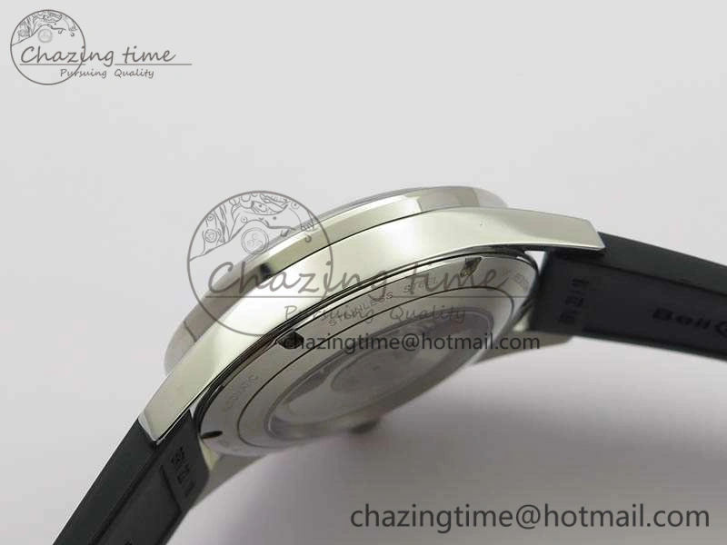 Attractive BR 123 GMT 24H SS Black Dial On Black Rubber Strap A 5205