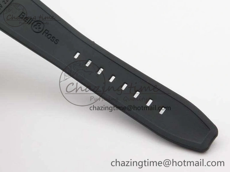 Attractive BR 123 GMT 24H SS Black Dial On Black Rubber Strap A 5205