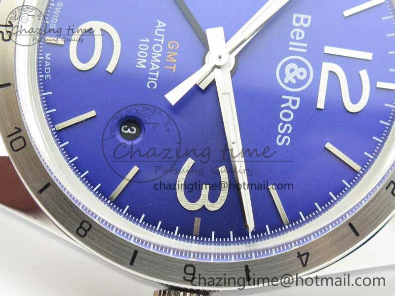 BR 123 GMT 24H SS Blue Dial On Black Rubber Strap A Upgraded 5206