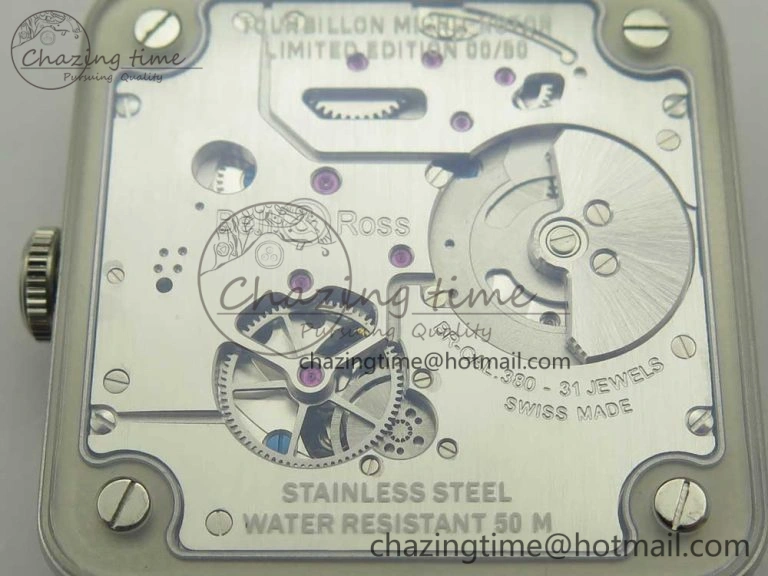 SmoothTexture BR-X2 Sapphire Tourbillon BBR Best Edition Steel Dial on Gray Leather Strap 5184