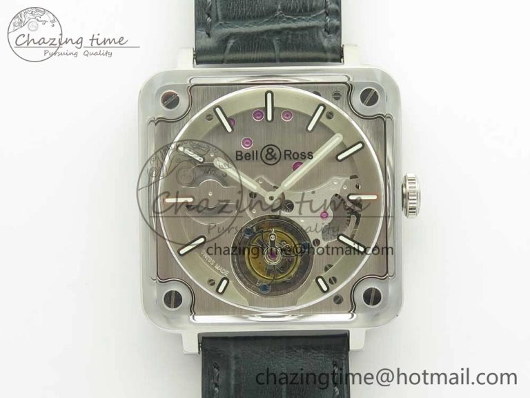 SmoothTexture BR-X2 Sapphire Tourbillon BBR Best Edition Steel Dial on Gray Leather Strap 5184