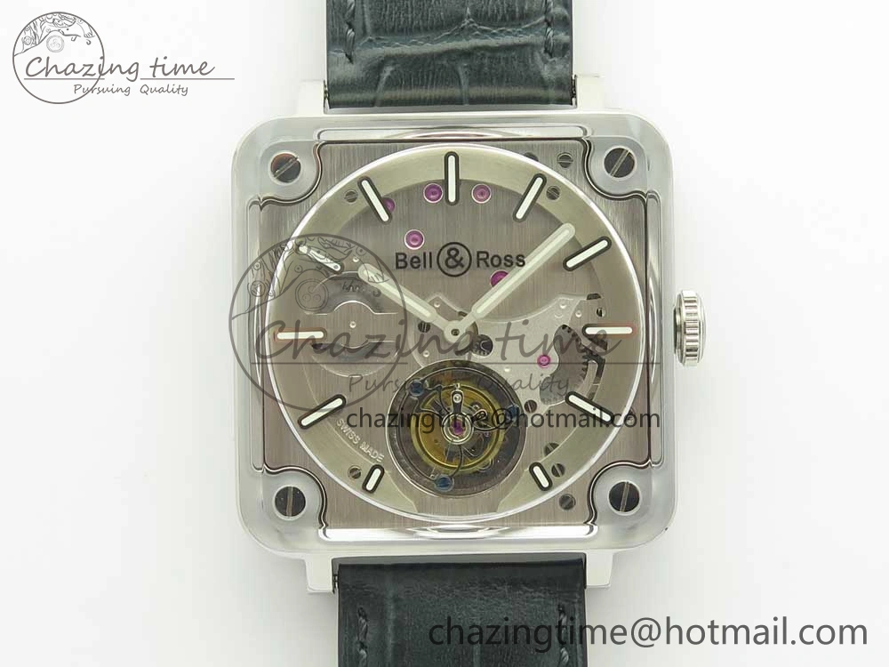 SmoothTexture BR-X2 Sapphire Tourbillon BBR Best Edition Steel Dial on Gray Leather Strap 5184