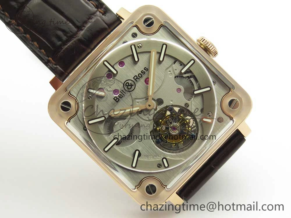 BR-X2 Sapphire Tourbillon RG BBR Best Edition Steel Dial on Brown Leather Strap V Comfortable 5180