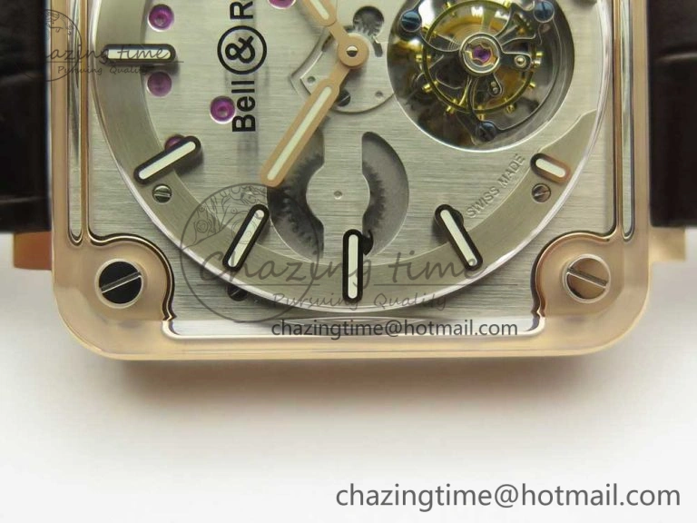 BR-X2 Sapphire Tourbillon RG BBR Best Edition Steel Dial on Brown Leather Strap V Comfortable 5180