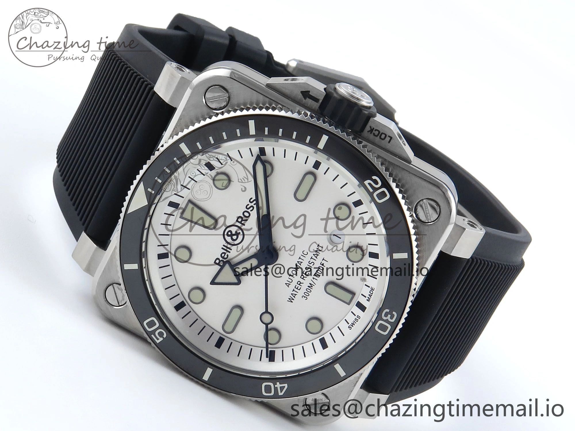 Minimalist BR03-92 Diver BRF 1:1 Best Edition White Dial on Black Rubber Strap A 5164
