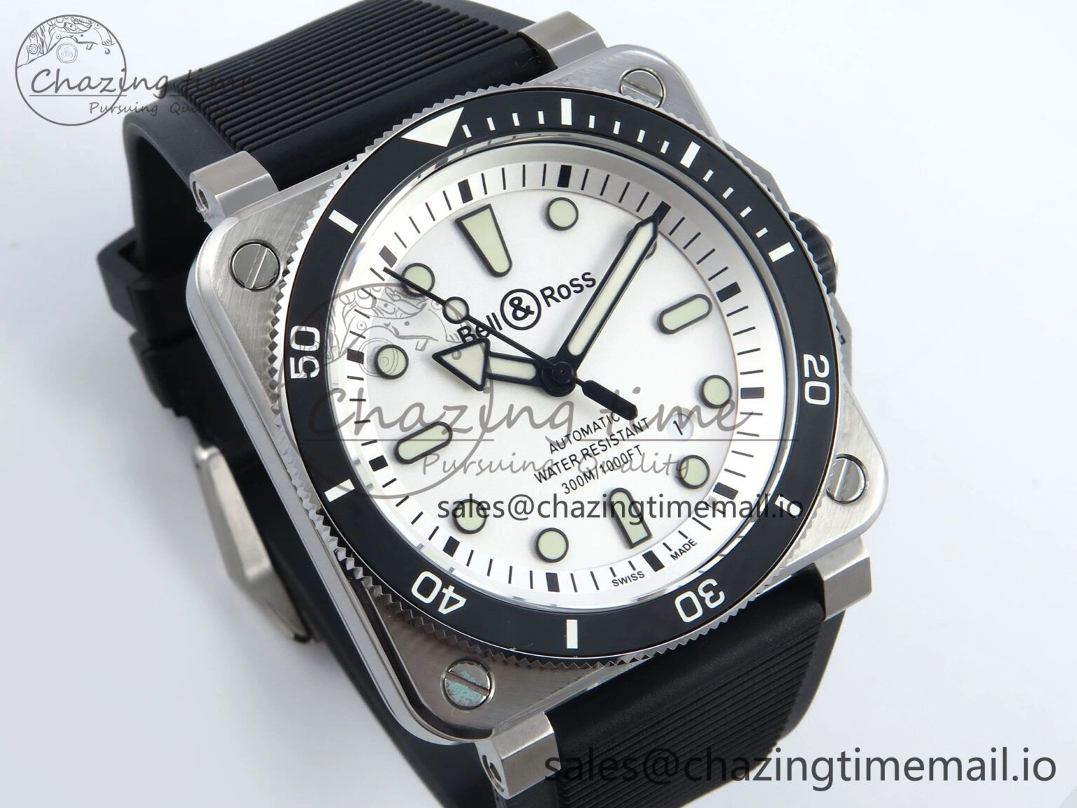 Minimalist BR03-92 Diver BRF 1:1 Best Edition White Dial on Black Rubber Strap A 5164