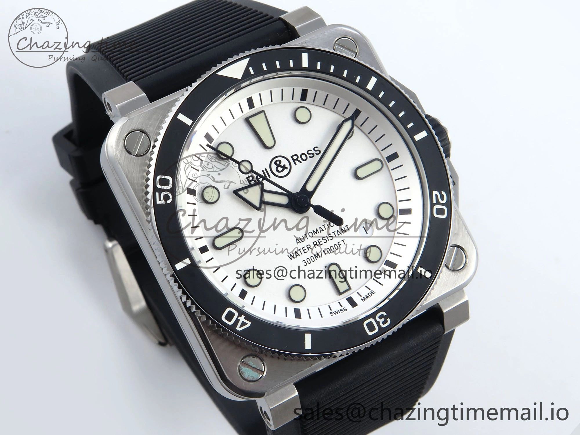 Minimalist BR03-92 Diver BRF 1:1 Best Edition White Dial on Black Rubber Strap A 5164