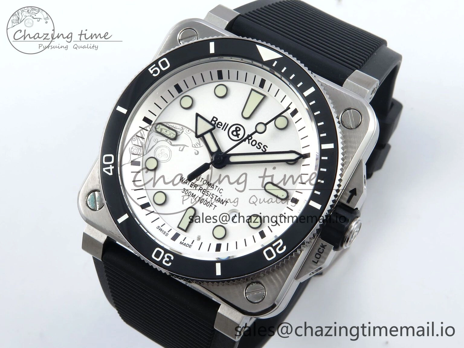Minimalist BR03-92 Diver BRF 1:1 Best Edition White Dial on Black Rubber Strap A 5164