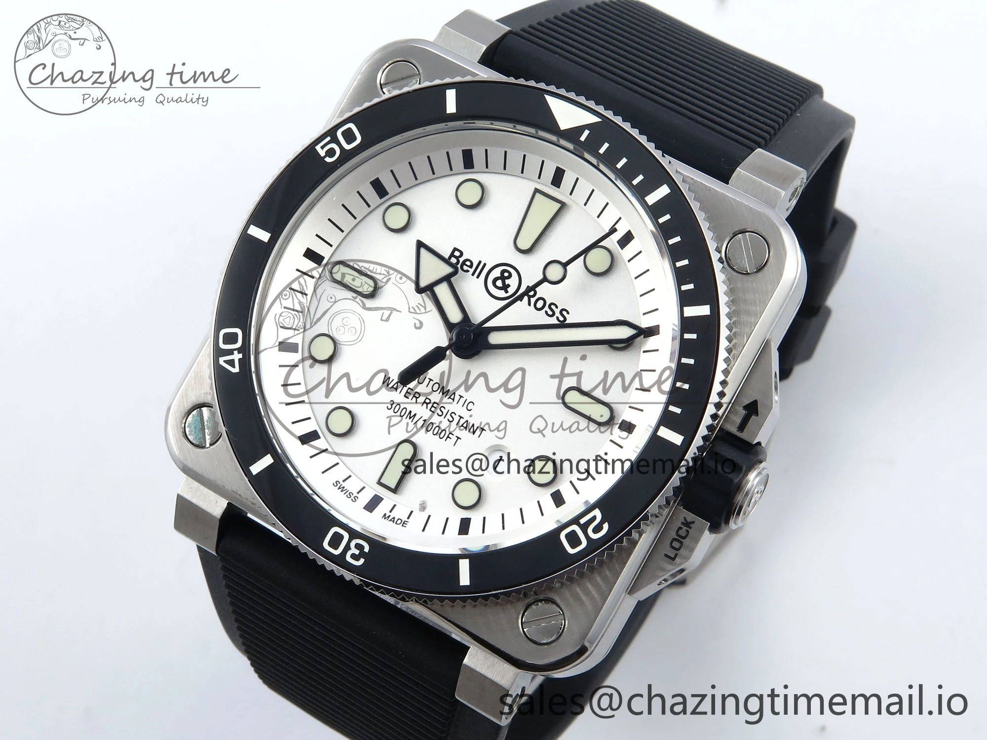 Minimalist BR03-92 Diver BRF 1:1 Best Edition White Dial on Black Rubber Strap A 5164