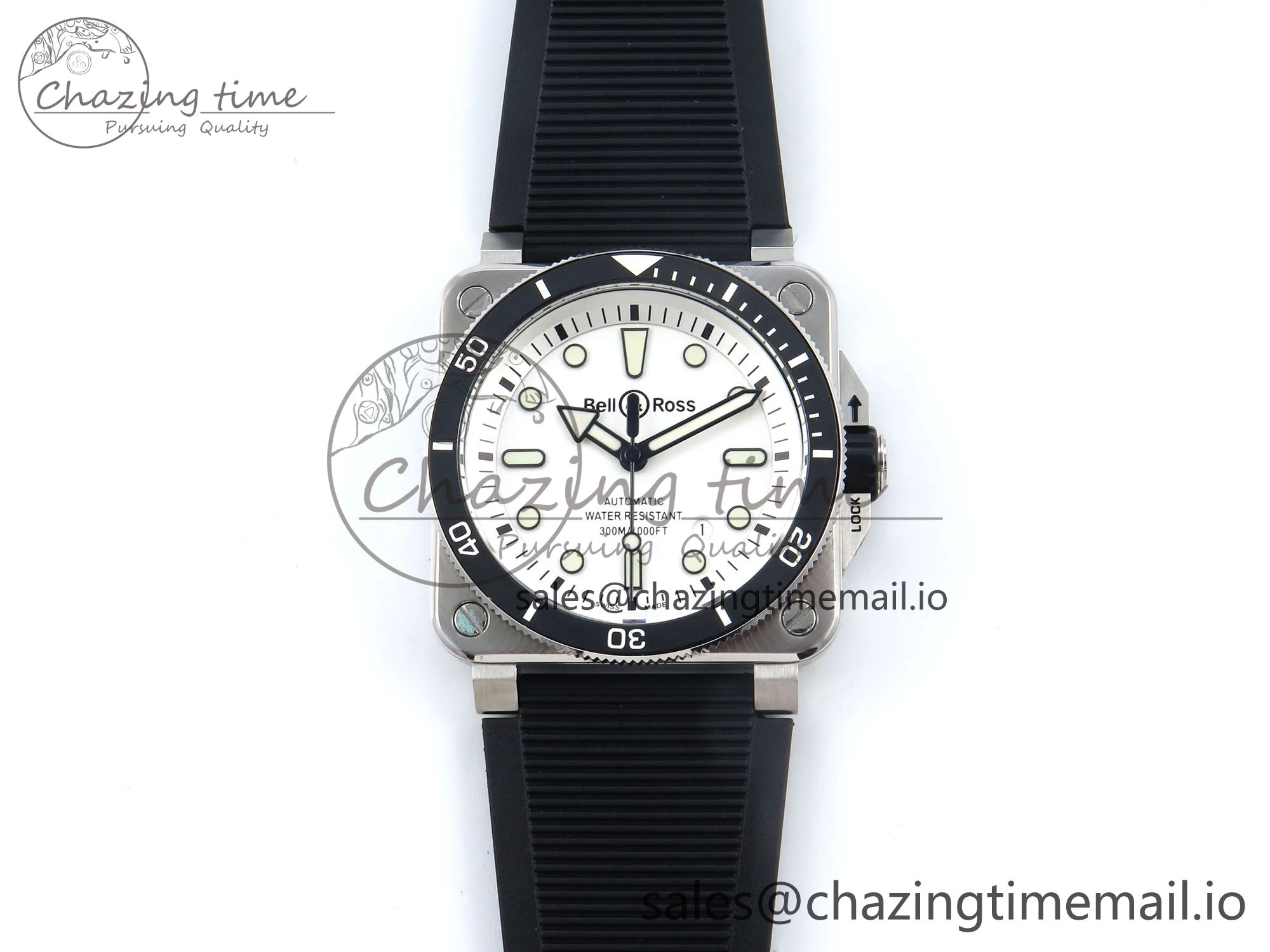 Minimalist BR03-92 Diver BRF 1:1 Best Edition White Dial on Black Rubber Strap A 5164