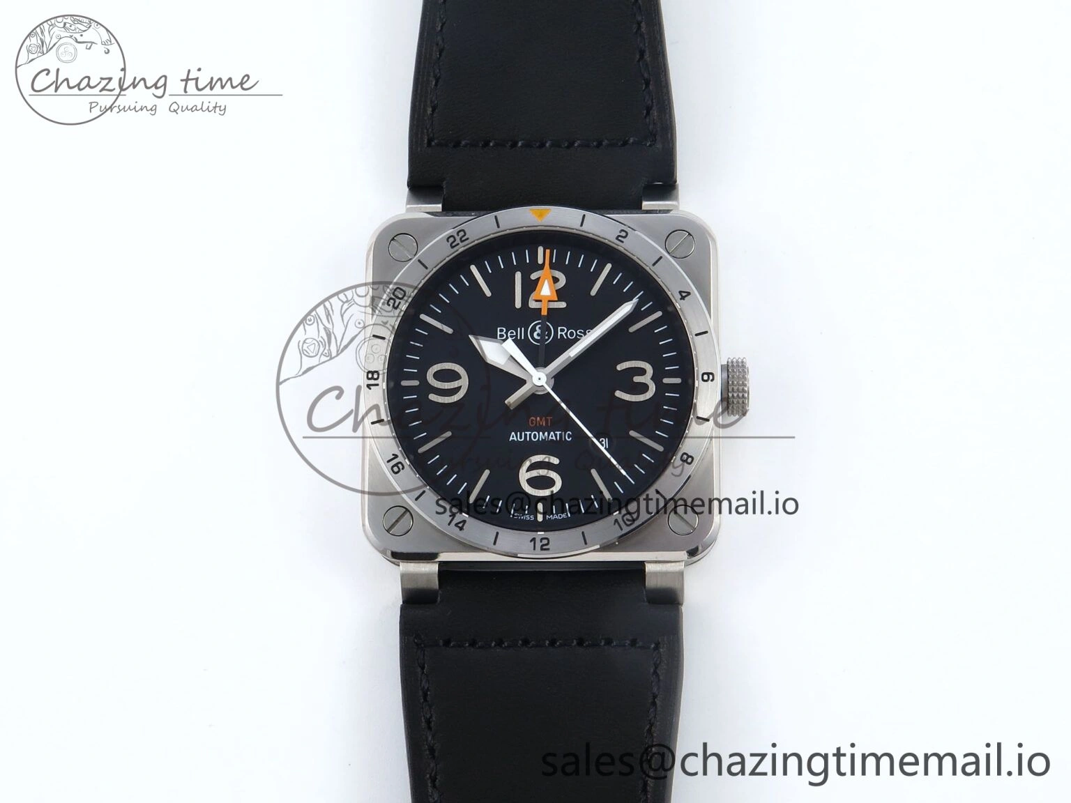 Supportive BR03-93 GMT BRF 1:1 Best Edition Black Dial on Black Leather Strap A 5158