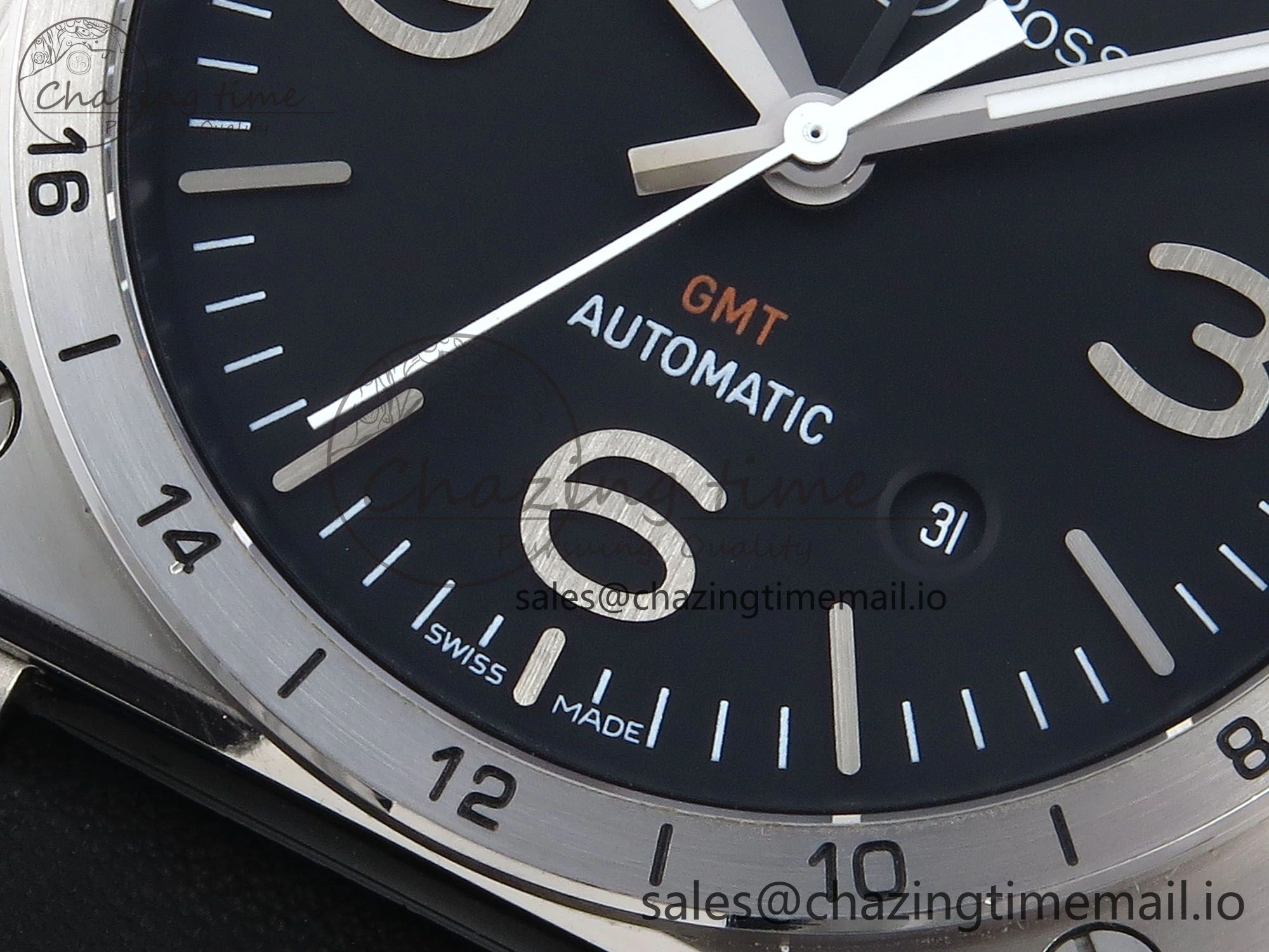 Supportive BR03-93 GMT BRF 1:1 Best Edition Black Dial on Black Leather Strap A 5158