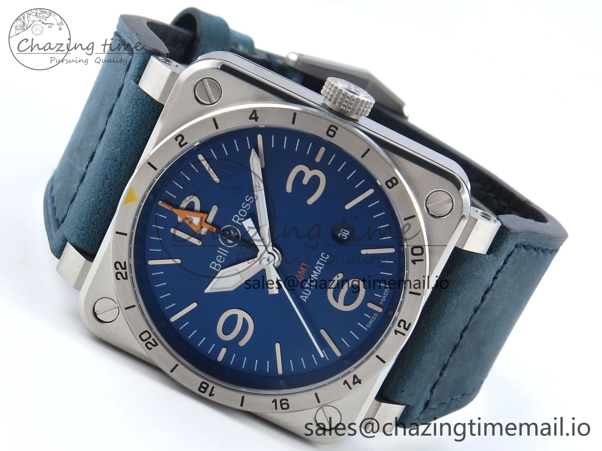 BR03-93 GMT BRF 1:1 Best Edition Blue Dial on Blue Leather Strap A Durable 5161