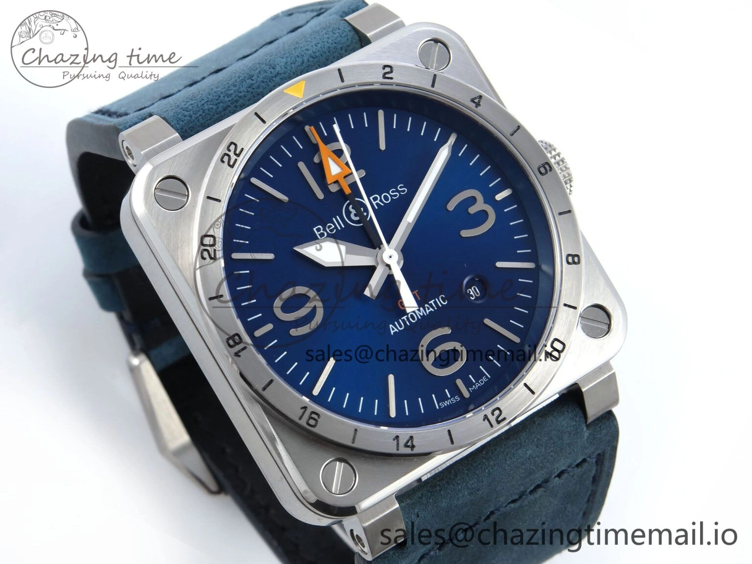 BR03-93 GMT BRF 1:1 Best Edition Blue Dial on Blue Leather Strap A Durable 5161