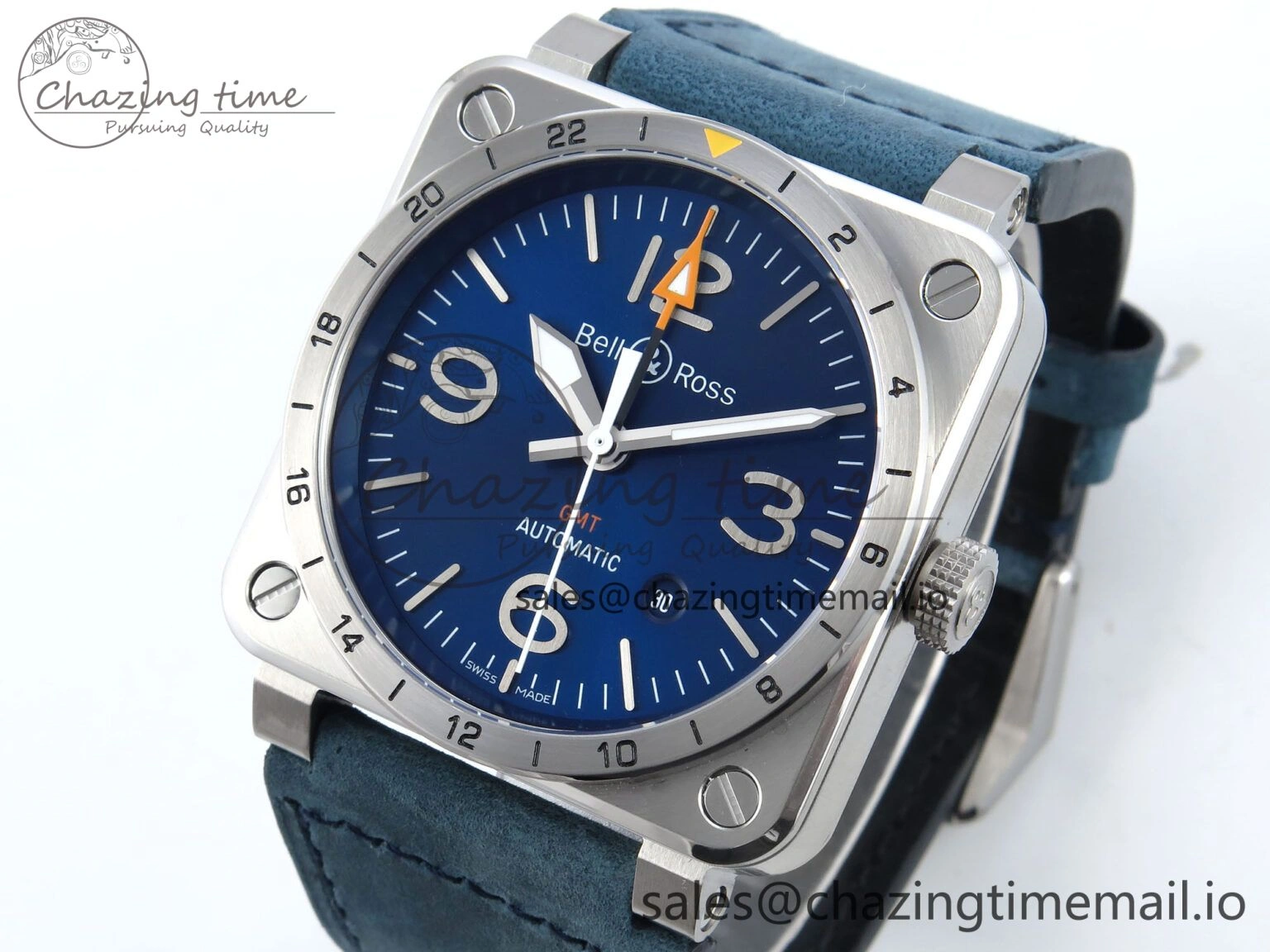BR03-93 GMT BRF 1:1 Best Edition Blue Dial on Blue Leather Strap A Durable 5161