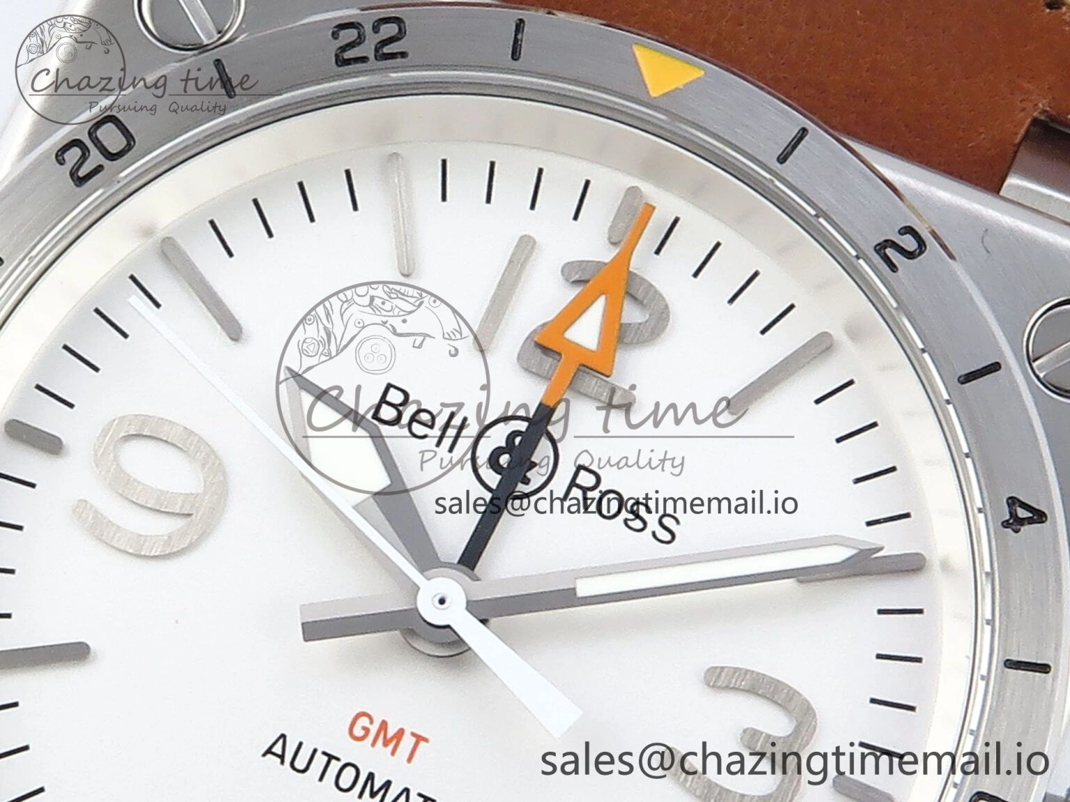 Affordable BR03-93 GMT BRF 1:1 Best Edition White Dial on Brown Leather Strap A 5160