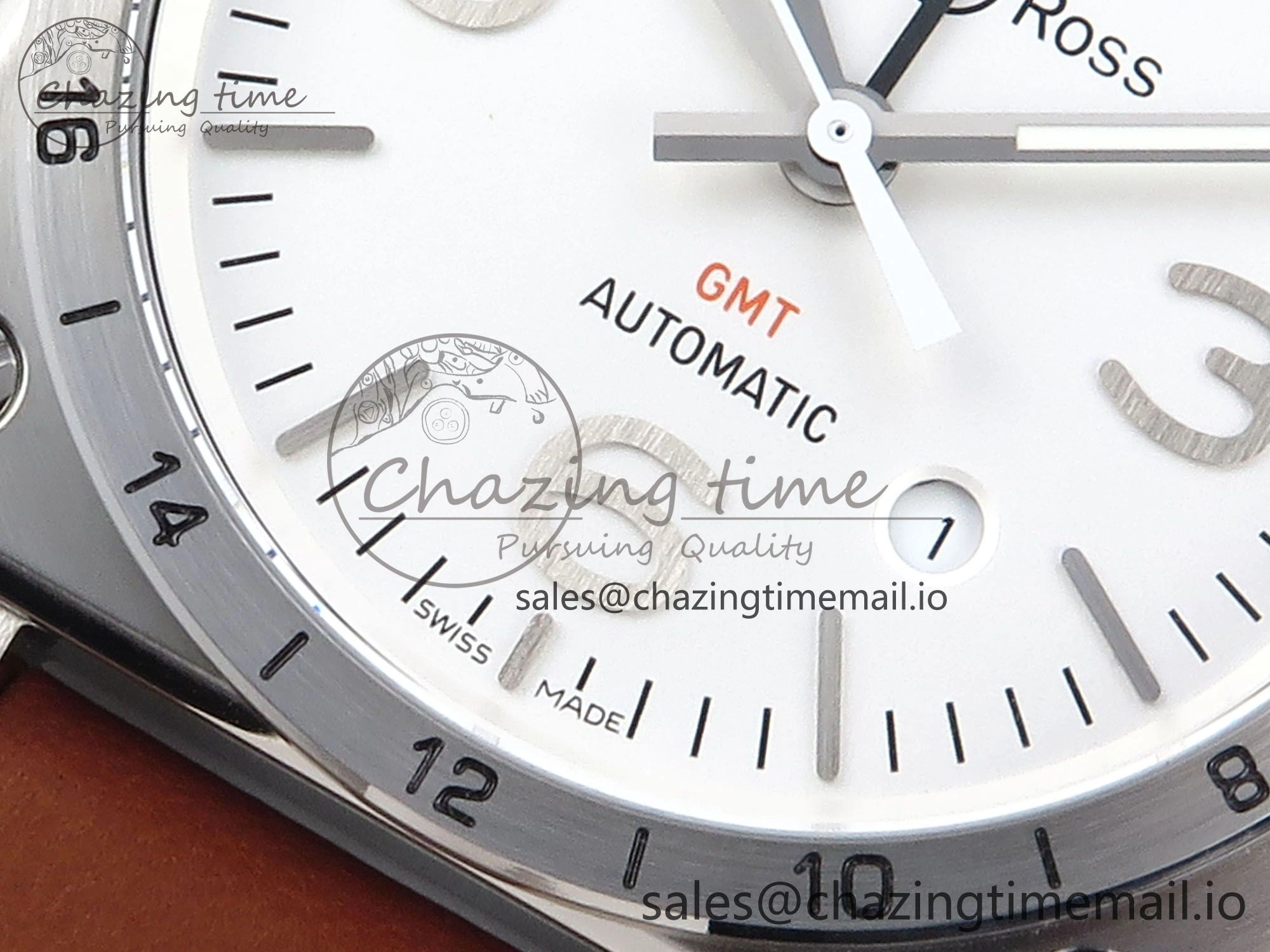 Affordable BR03-93 GMT BRF 1:1 Best Edition White Dial on Brown Leather Strap A 5160