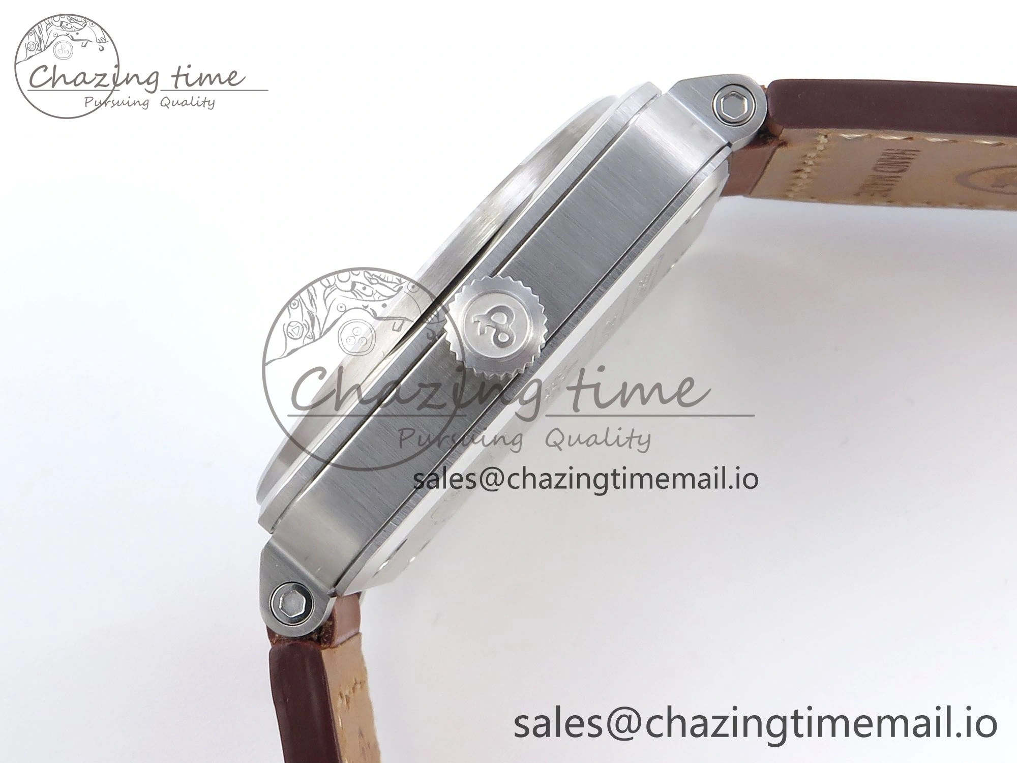 Affordable BR03-93 GMT BRF 1:1 Best Edition White Dial on Brown Leather Strap A 5160