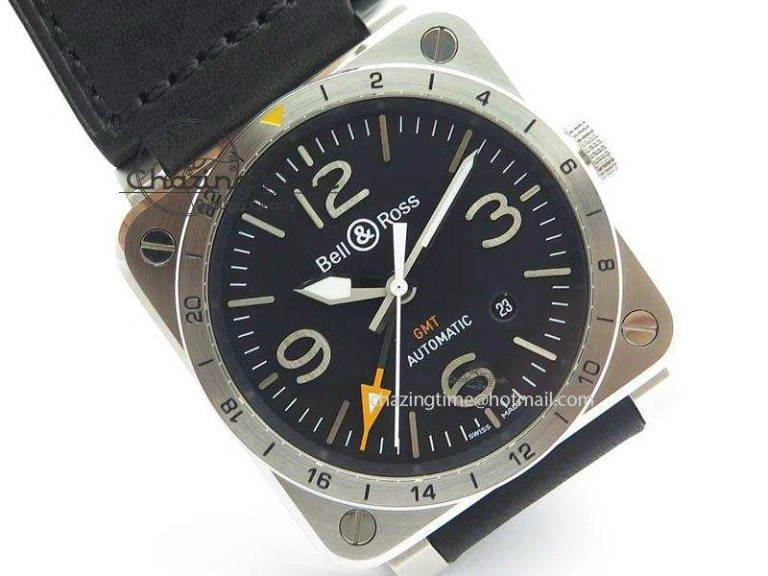 BR03-93 GMT SS 42mm Black Dial On Rubber Strap A Modern 4989