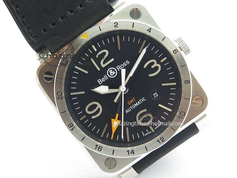 BR03-93 GMT SS 42mm Black Dial On Rubber Strap A Modern 4989