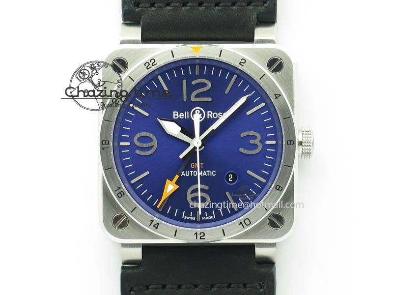 TimelessDesign BR03-93 GMT SS 42mm Blue Dial On Rubber Strap A 4993