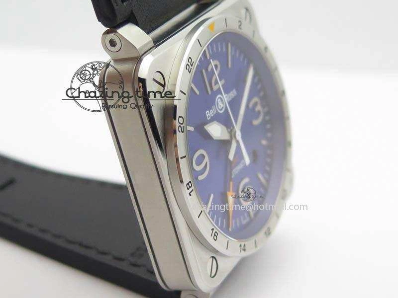 TimelessDesign BR03-93 GMT SS 42mm Blue Dial On Rubber Strap A 4993