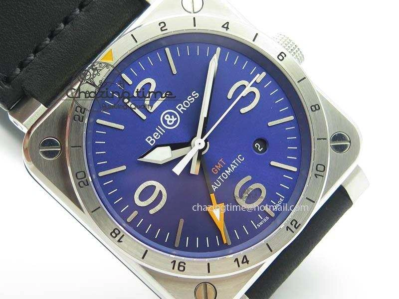 TimelessDesign BR03-93 GMT SS 42mm Blue Dial On Rubber Strap A 4993