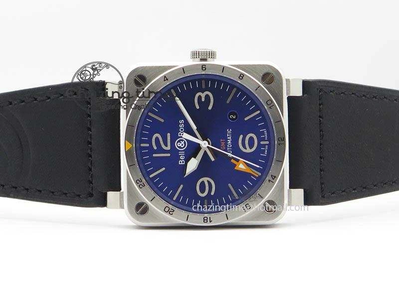 TimelessDesign BR03-93 GMT SS 42mm Blue Dial On Rubber Strap A 4993