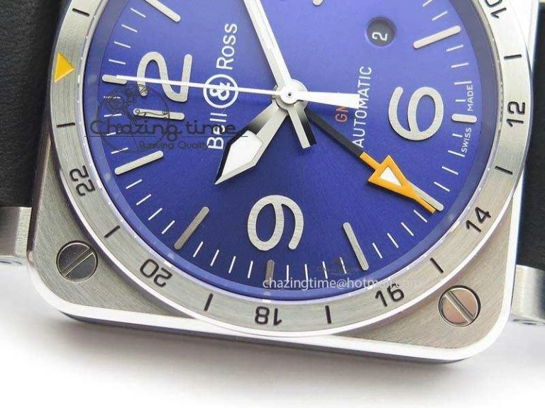 TimelessDesign BR03-93 GMT SS 42mm Blue Dial On Rubber Strap A 4993