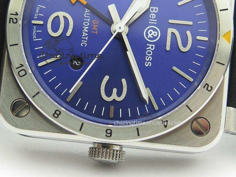 TimelessDesign BR03-93 GMT SS 42mm Blue Dial On Rubber Strap A 4993