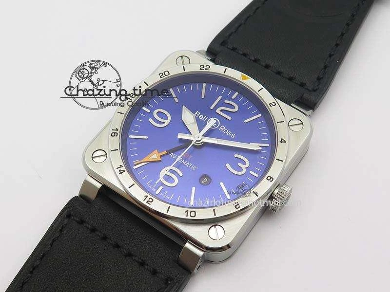 TimelessDesign BR03-93 GMT SS 42mm Blue Dial On Rubber Strap A 4993