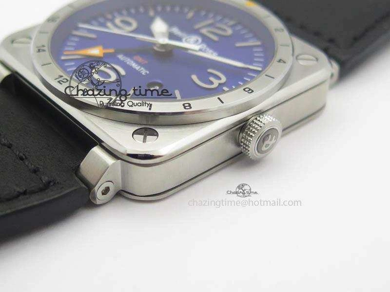 TimelessDesign BR03-93 GMT SS 42mm Blue Dial On Rubber Strap A 4993