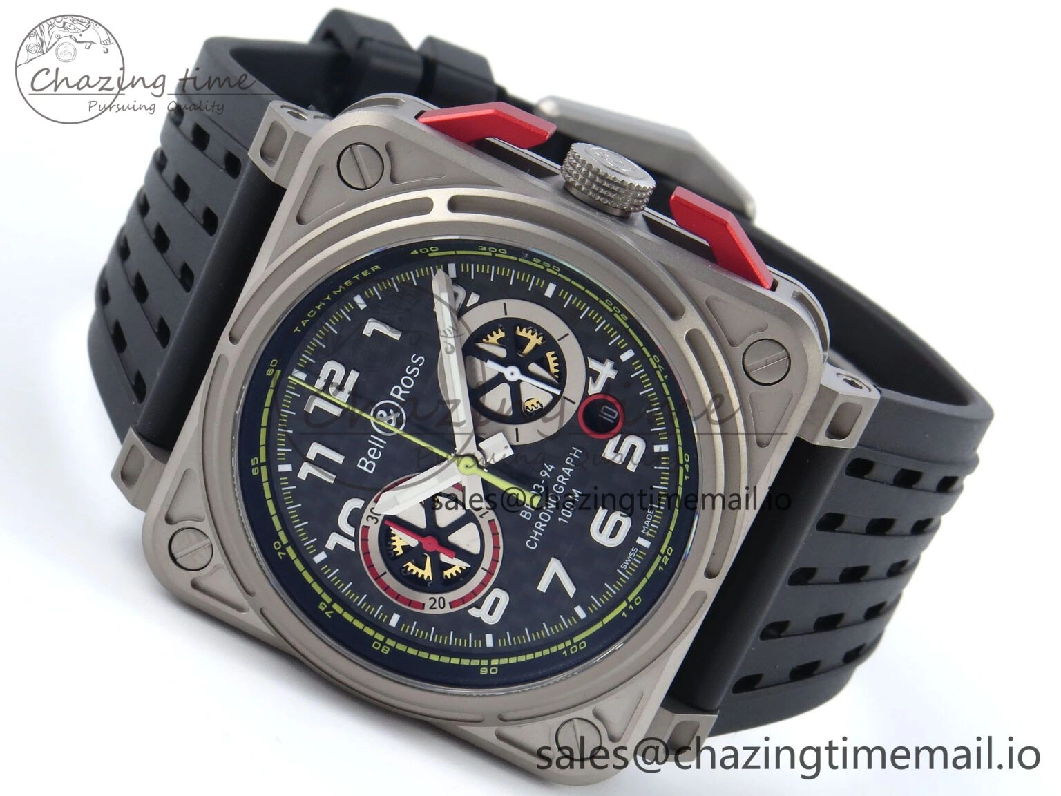 QuickDry BR03-94 Instruments BRF 1:1 Best Edition Black Carbon Dial on Black Hollow Rubber Strap A 5159