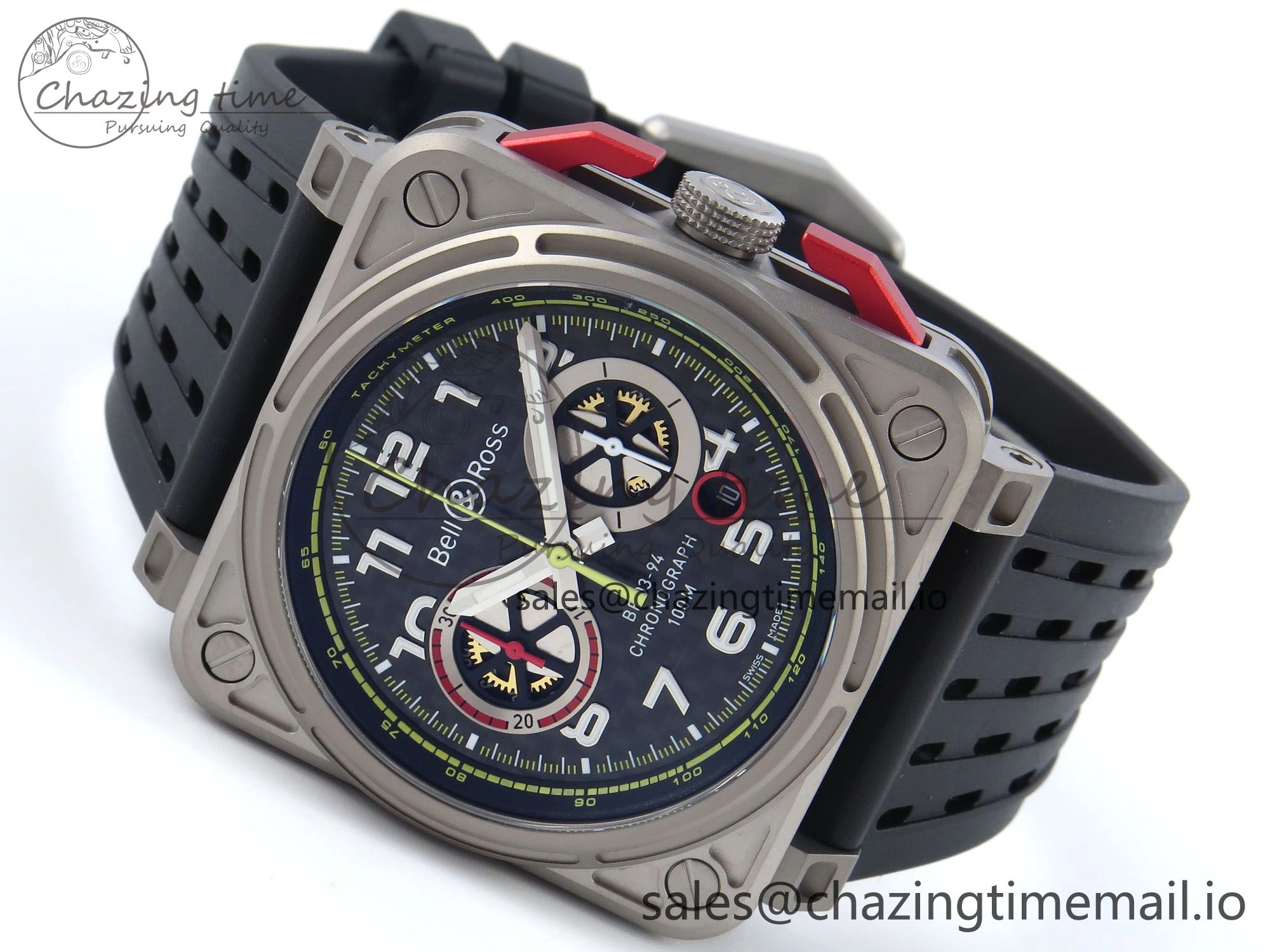QuickDry BR03-94 Instruments BRF 1:1 Best Edition Black Carbon Dial on Black Hollow Rubber Strap A 5159