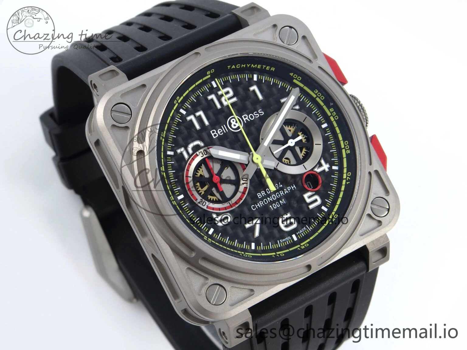 QuickDry BR03-94 Instruments BRF 1:1 Best Edition Black Carbon Dial on Black Hollow Rubber Strap A 5159