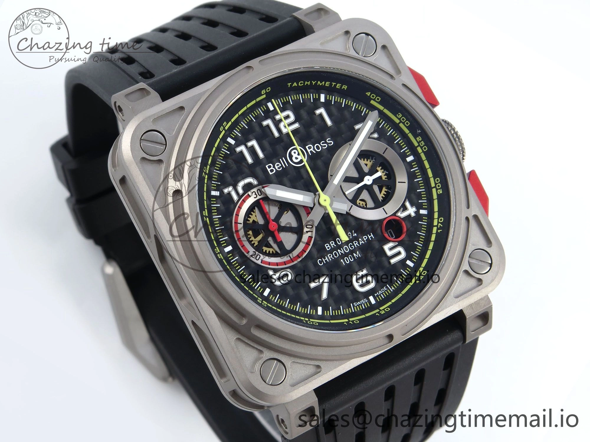 QuickDry BR03-94 Instruments BRF 1:1 Best Edition Black Carbon Dial on Black Hollow Rubber Strap A 5159