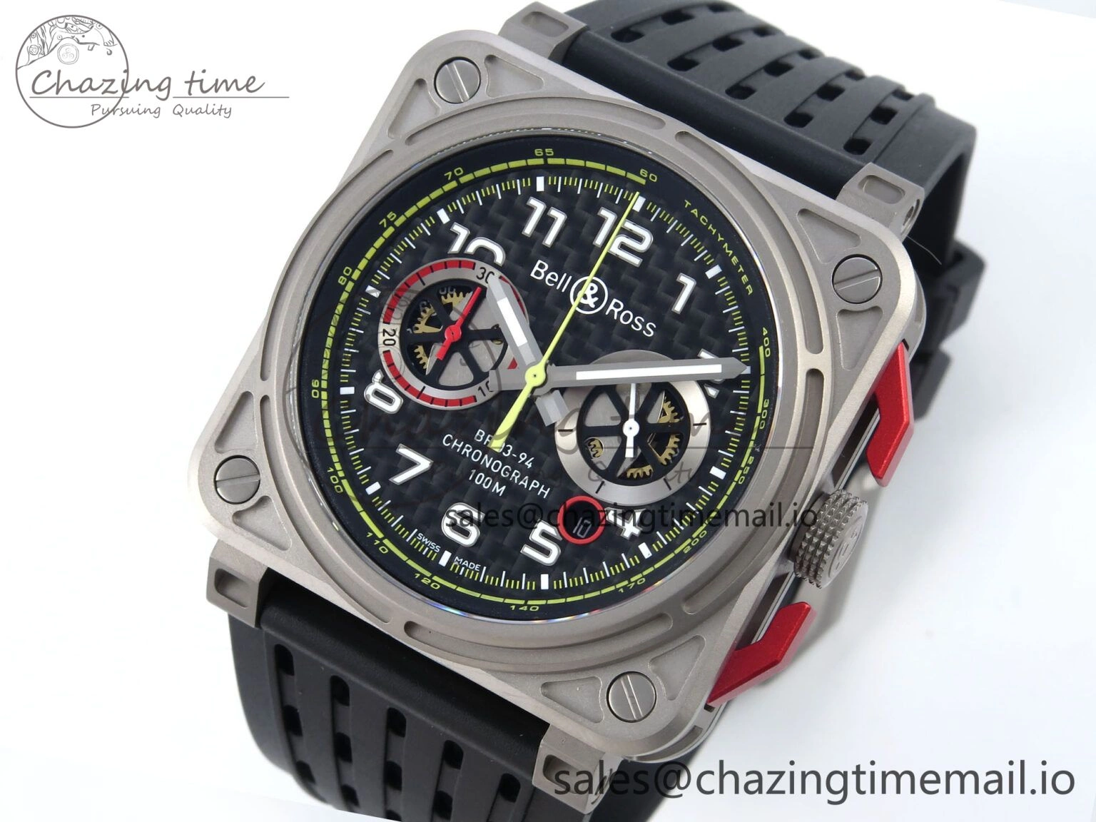 QuickDry BR03-94 Instruments BRF 1:1 Best Edition Black Carbon Dial on Black Hollow Rubber Strap A 5159