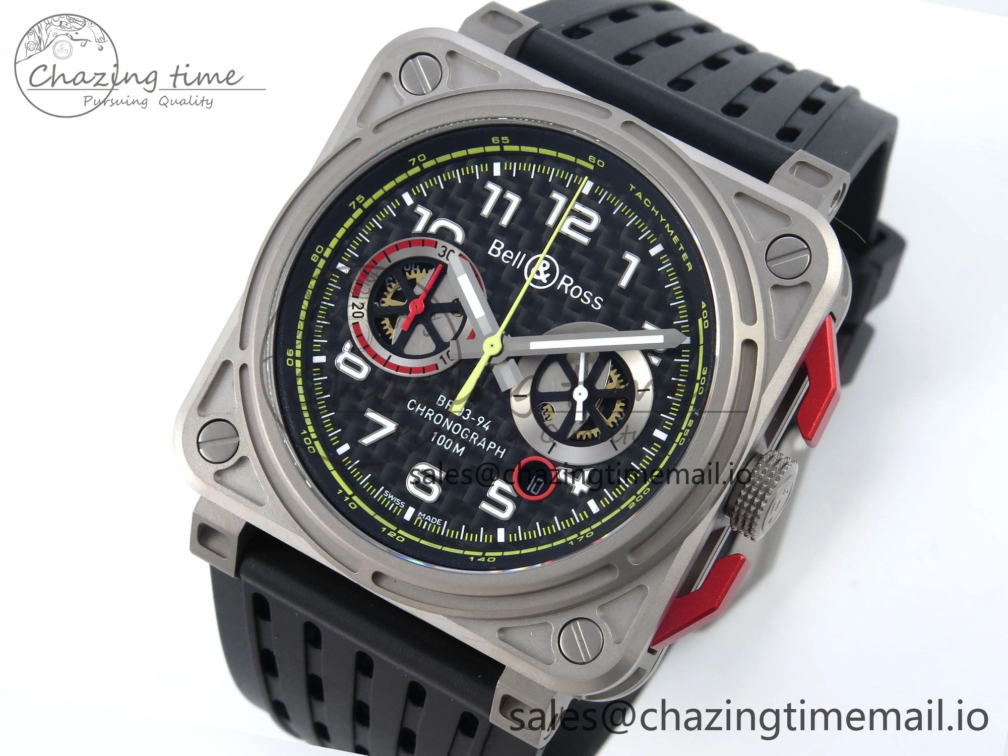 QuickDry BR03-94 Instruments BRF 1:1 Best Edition Black Carbon Dial on Black Hollow Rubber Strap A 5159