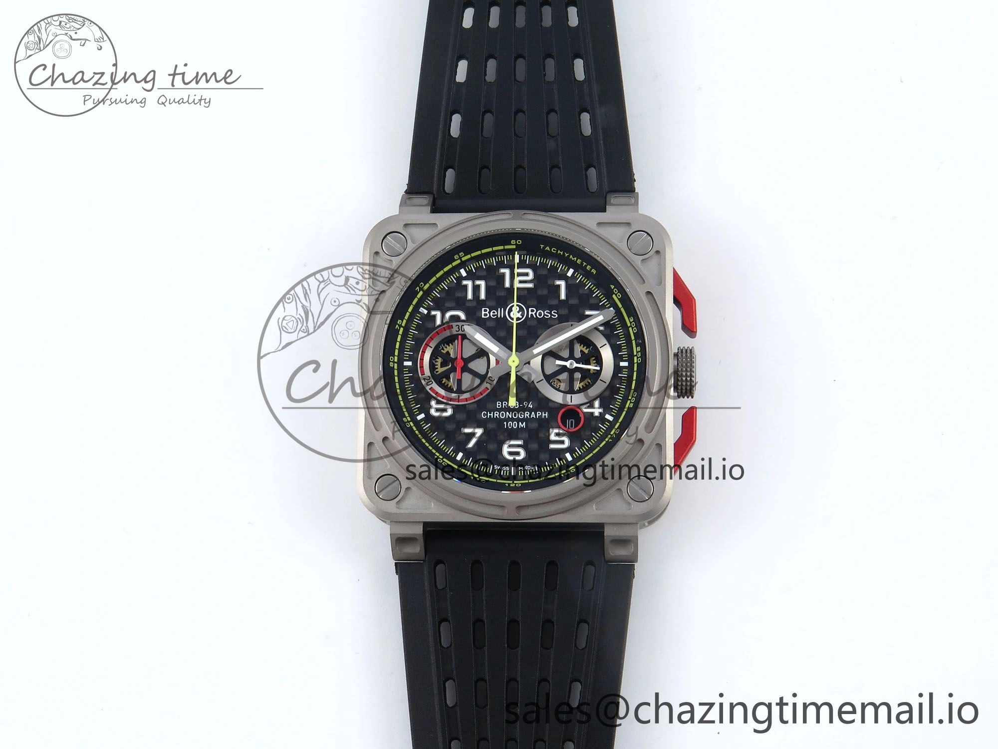 QuickDry BR03-94 Instruments BRF 1:1 Best Edition Black Carbon Dial on Black Hollow Rubber Strap A 5159