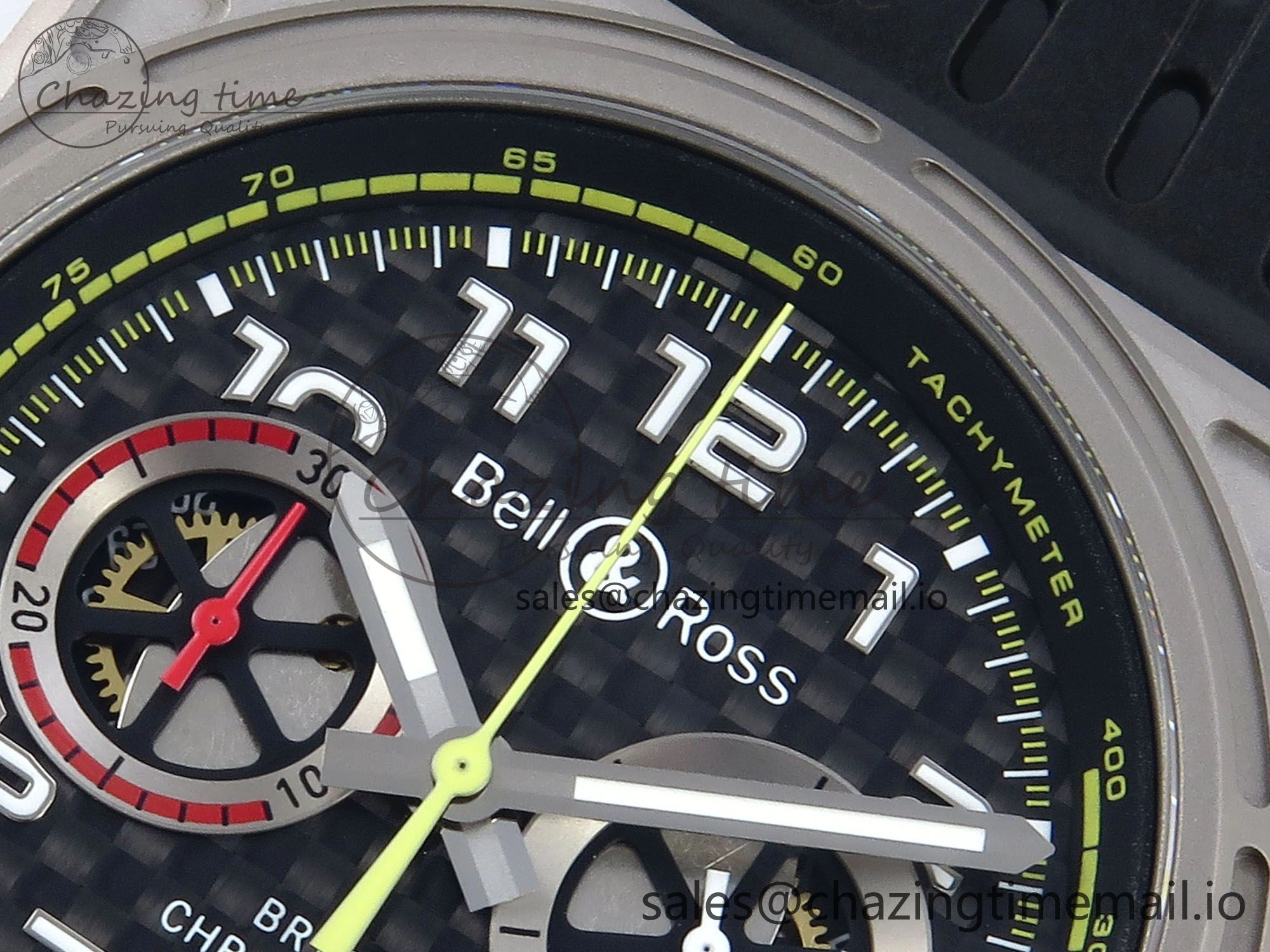 QuickDry BR03-94 Instruments BRF 1:1 Best Edition Black Carbon Dial on Black Hollow Rubber Strap A 5159
