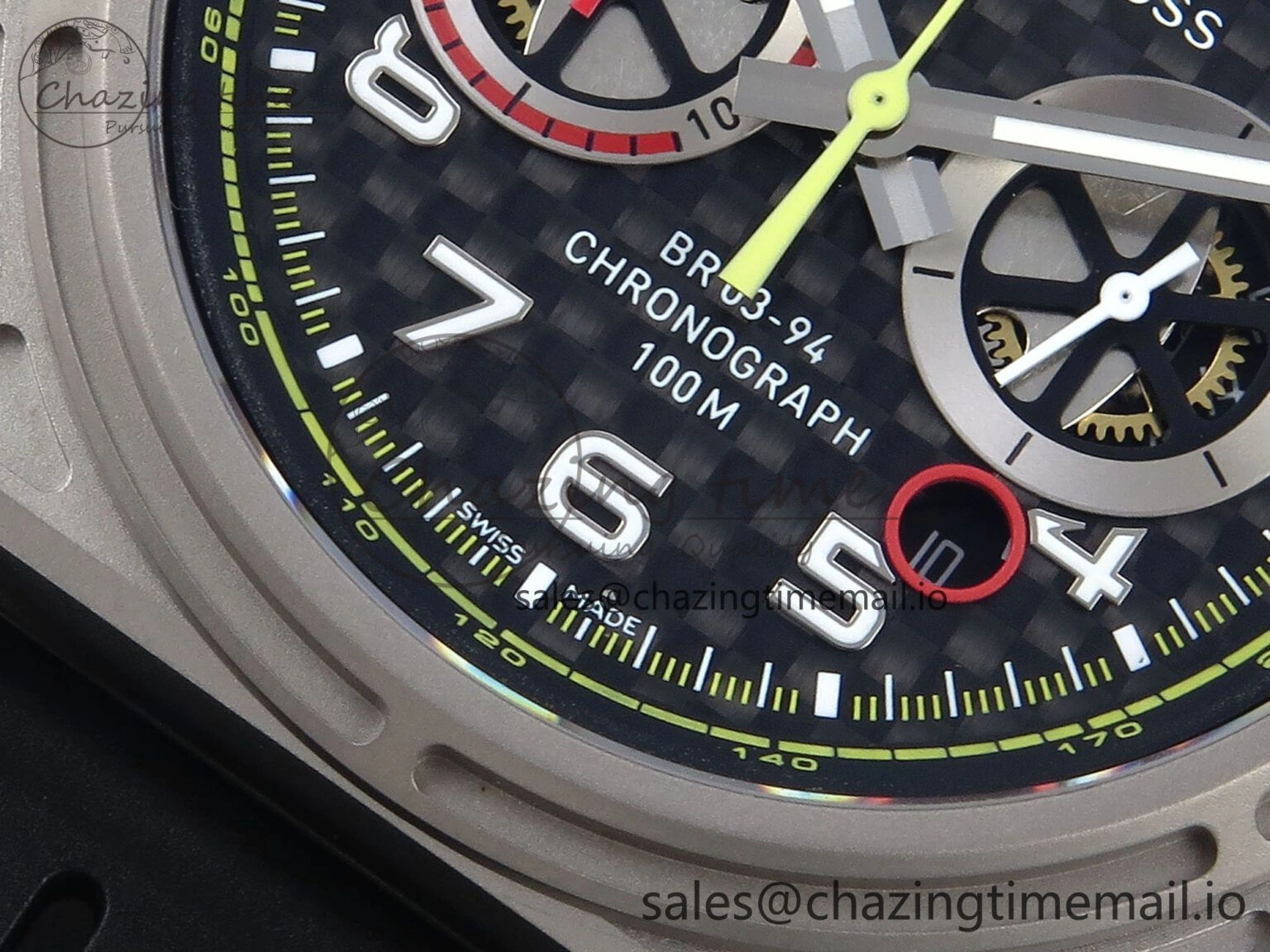 QuickDry BR03-94 Instruments BRF 1:1 Best Edition Black Carbon Dial on Black Hollow Rubber Strap A 5159