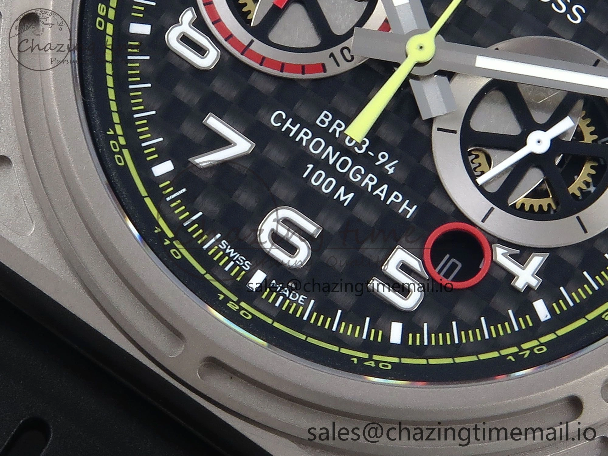 QuickDry BR03-94 Instruments BRF 1:1 Best Edition Black Carbon Dial on Black Hollow Rubber Strap A 5159