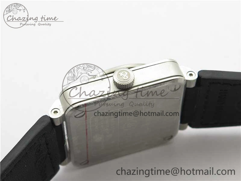 WaterResistant BR03-97 Automatic Power Reserve SS Black Dial on Black Leather Strap A23J (Free Nylon) 5171