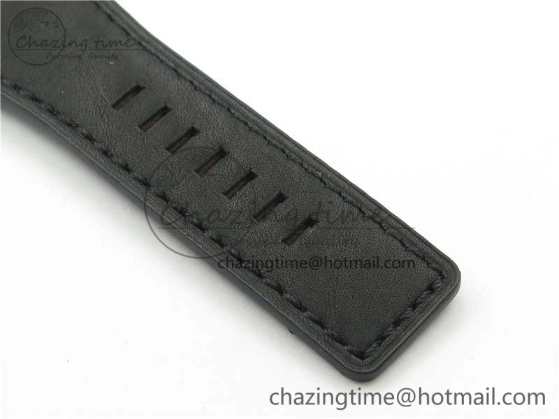 WaterResistant BR03-97 Automatic Power Reserve SS Black Dial on Black Leather Strap A23J (Free Nylon) 5171