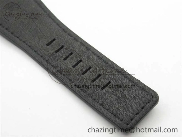 WaterResistant BR03-97 Automatic Power Reserve SS Black Dial on Black Leather Strap A23J (Free Nylon) 5171