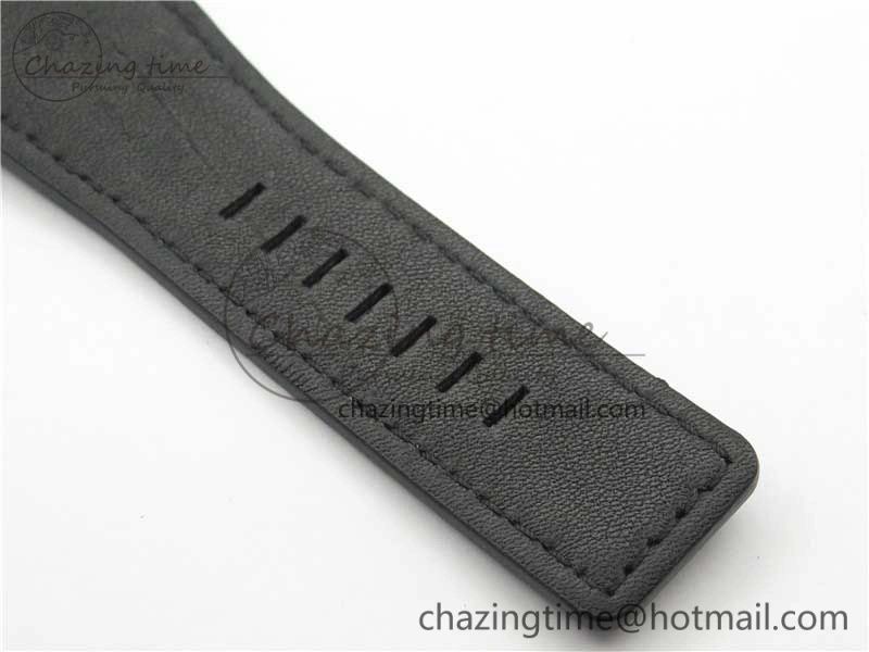 WaterResistant BR03-97 Automatic Power Reserve SS Black Dial on Black Leather Strap A23J (Free Nylon) 5171