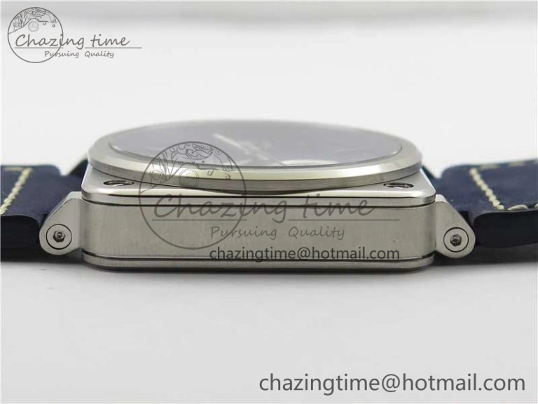 EasyCare BR03-97 Automatic Power Reserve SS Blue Dial on Blue Leather Strap A23J (Free Nylon) 5170